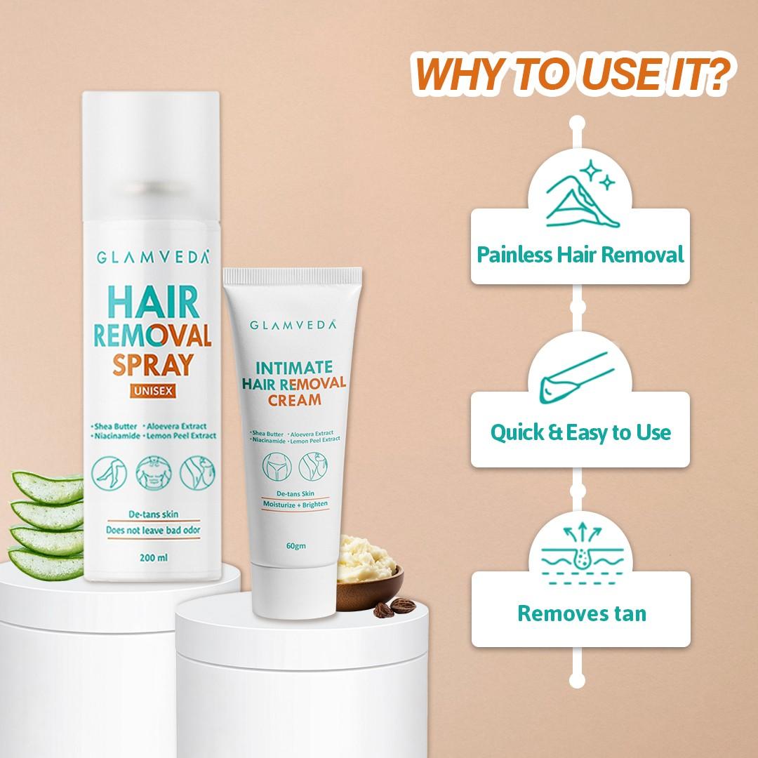 Hair Removal Combo| Spray 200ml + Free Intimate Cream 60g
