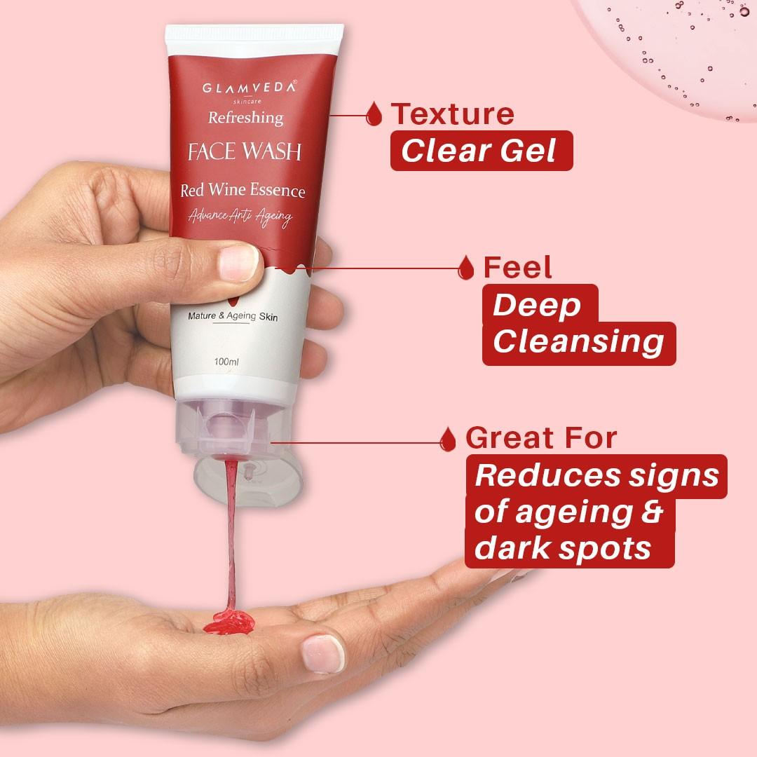 Glamveda Red Wine Advance Anti Ageing Face Wash