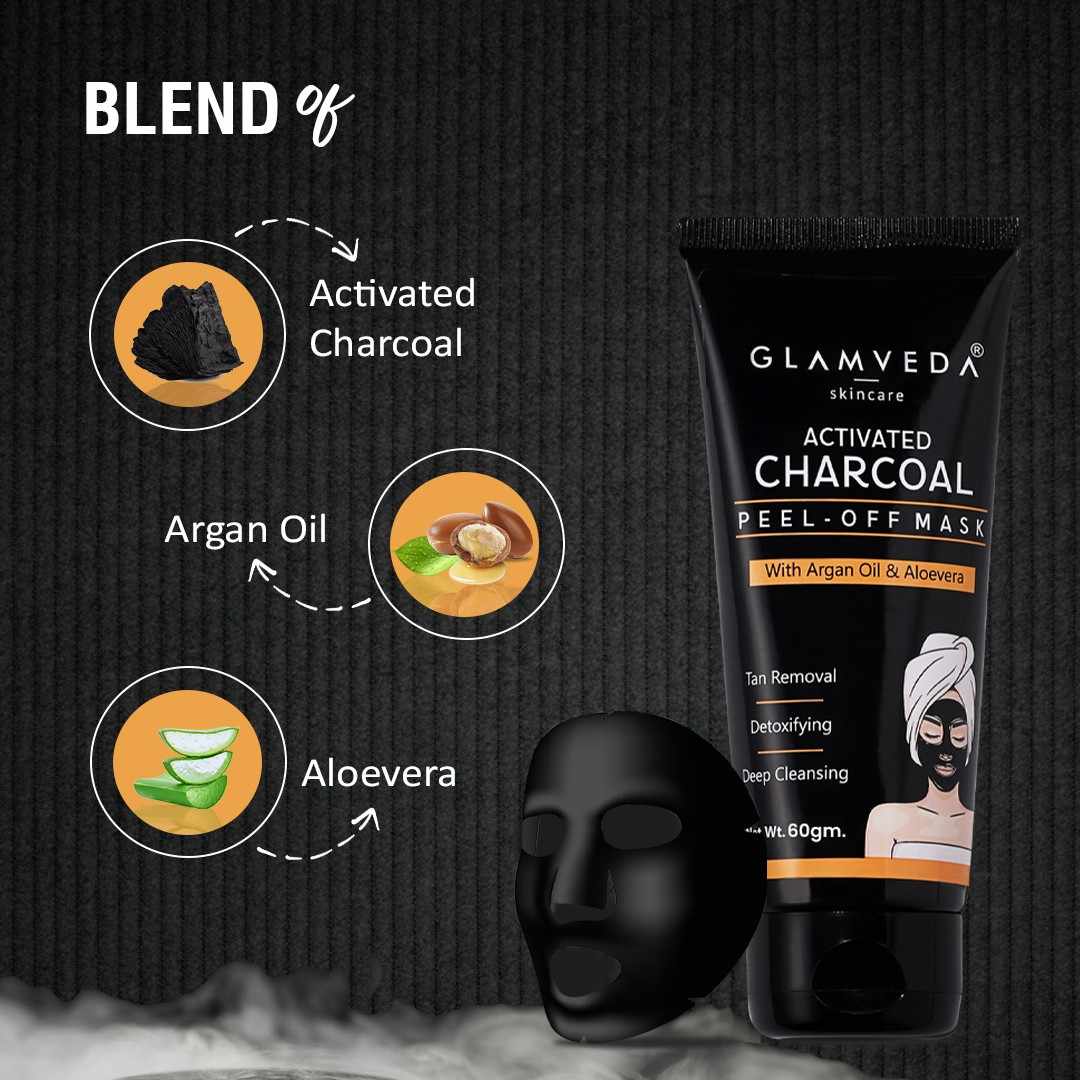 Glamveda Activated Charcoal Peel Off Mask Removes Blackheads and Whiteheads | 60gm
