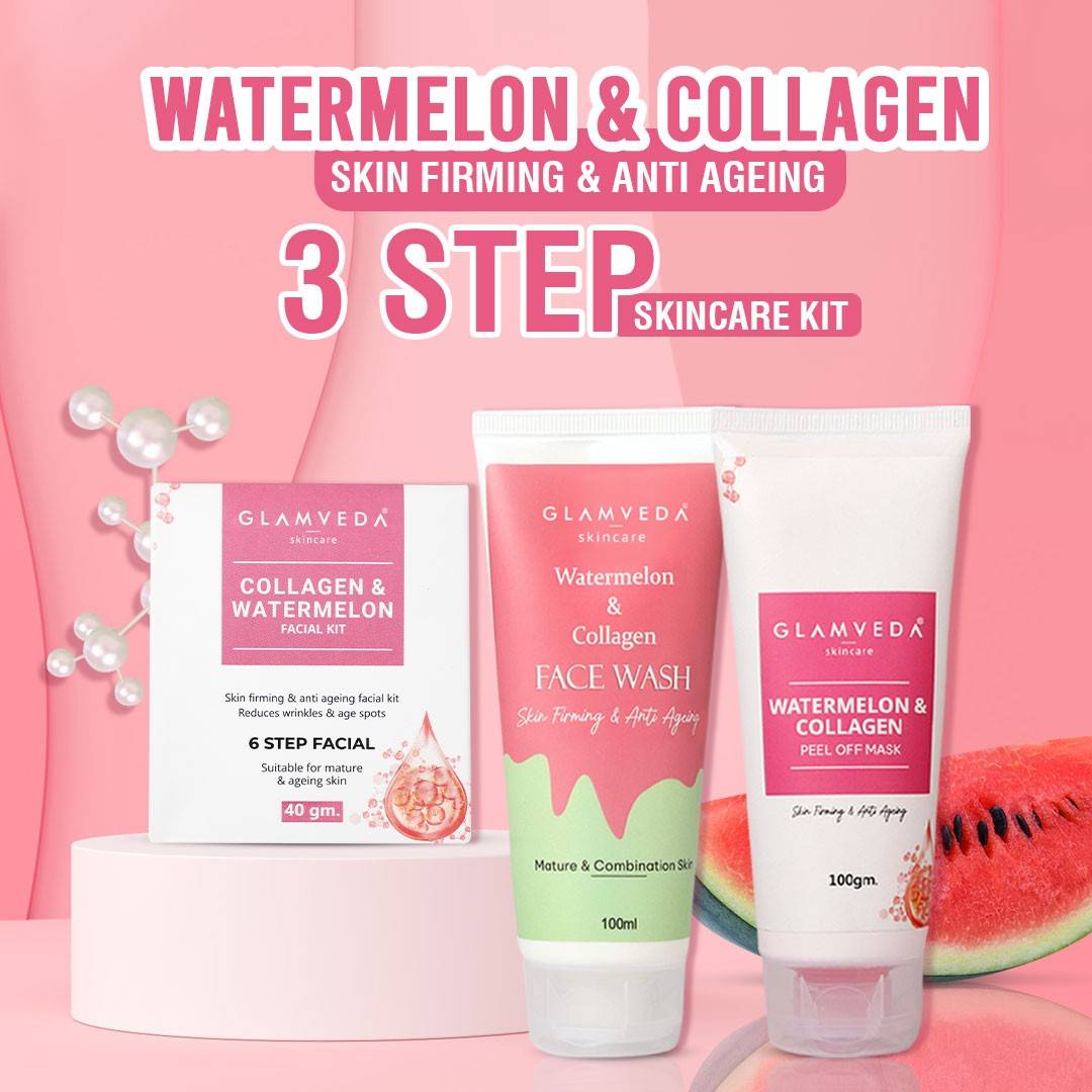 Watermelon & Collagen Anti Ageing Combo Gift Pack | Reduces signs of ageing | Face Wash, Facial Kit & Peel Off Mask