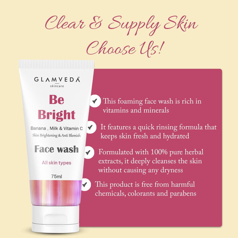 Glamveda Be Bright Skin Brighteing & Anti Blemish Face Wash With Vitamin C