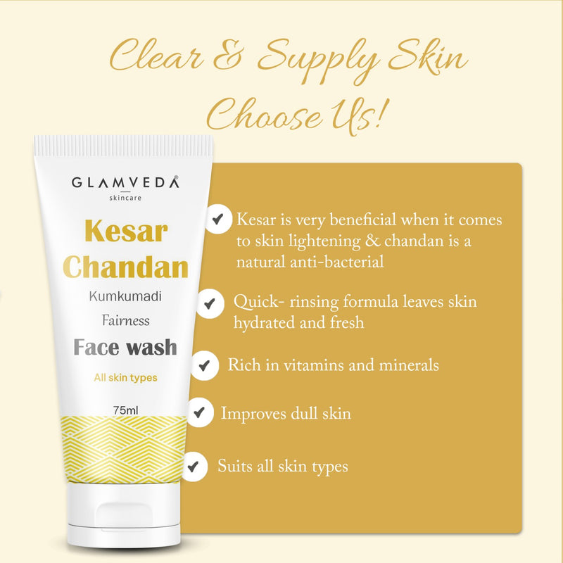 Glamveda Kesar Chandan Kumkumadi Skin Brightening Face wash