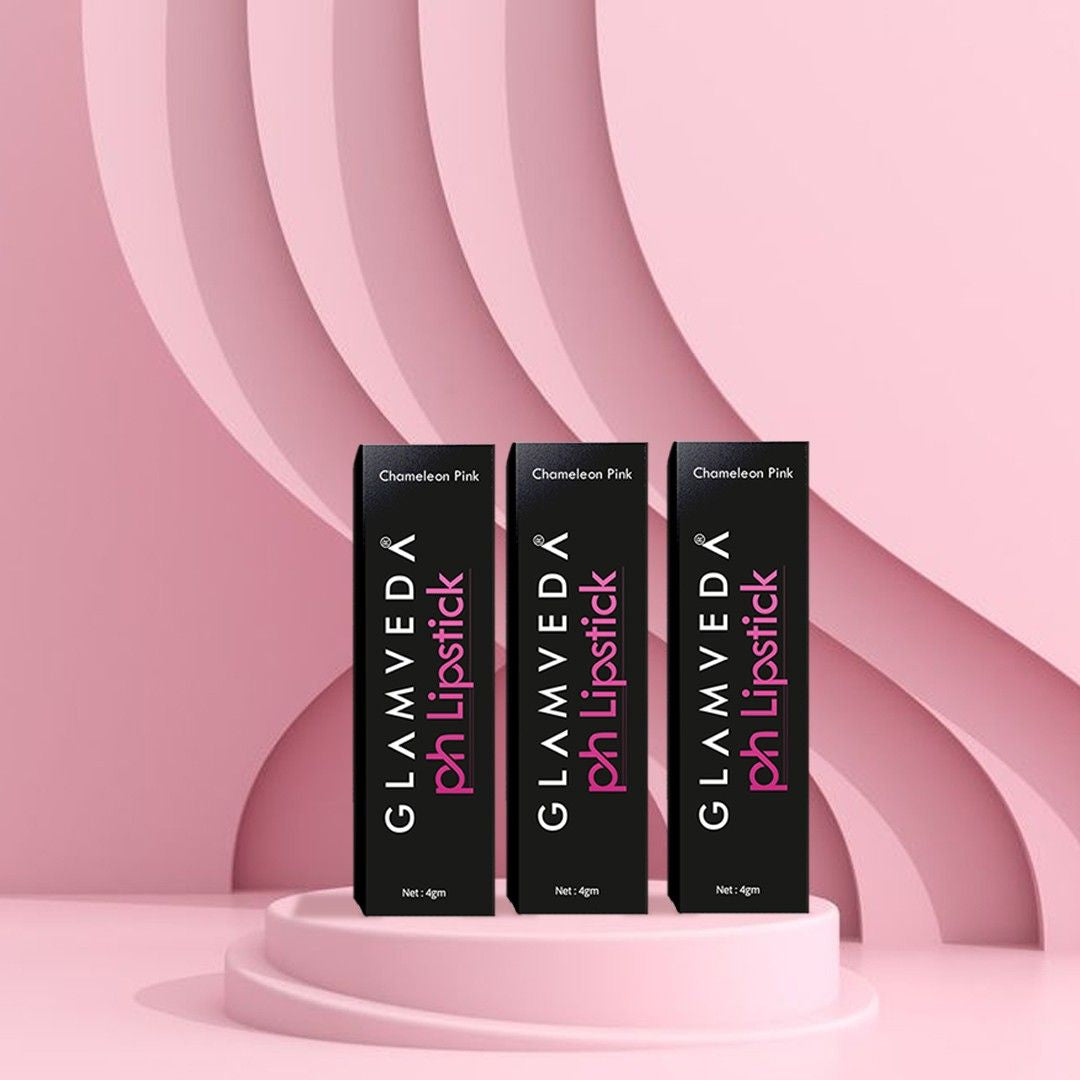 Glamveda PH Lipstick – Black to Glossy Pink Magic with Long-Lasting Nourishment & SPF 10 Pack OF 3 (12Gm)