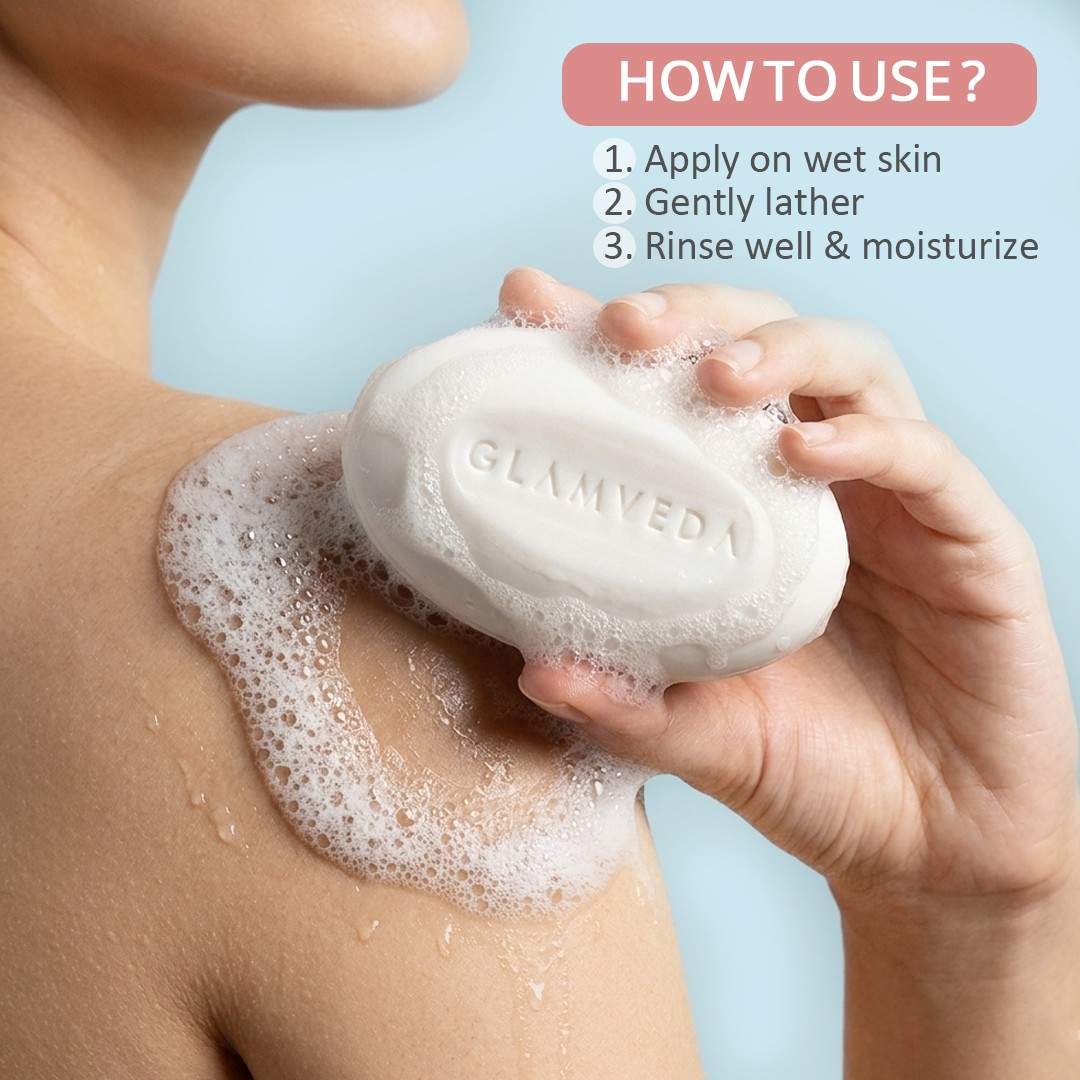 Glamveda Rice & Ceramide Skin Brightening Soap with Hyaluronic acid | Deeply Nourishes & Moisturised | 75gm