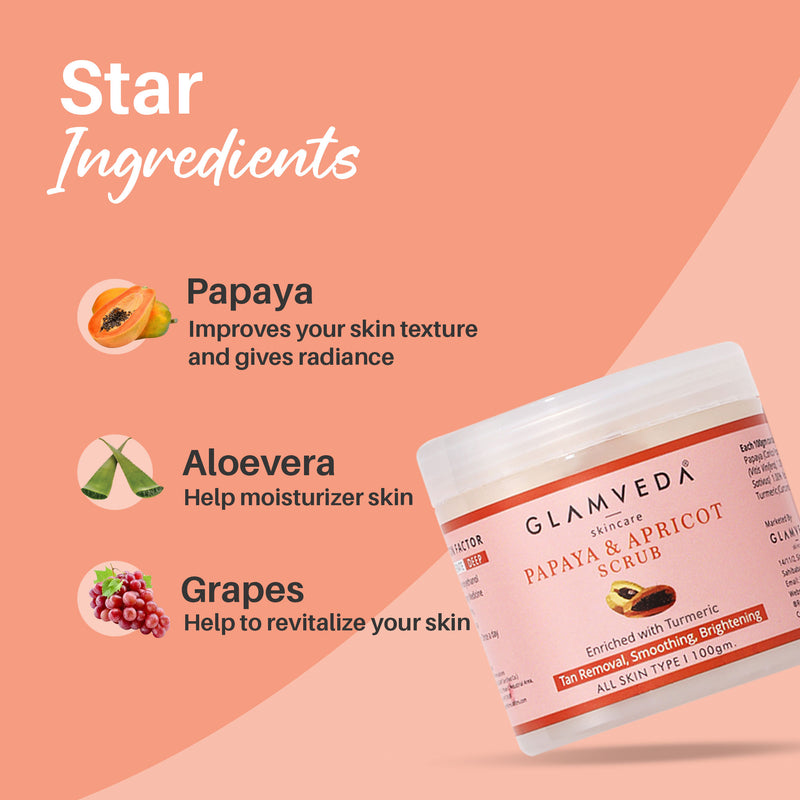 Glamveda Papaya & Apricot Anti Tan Scrub 100gm