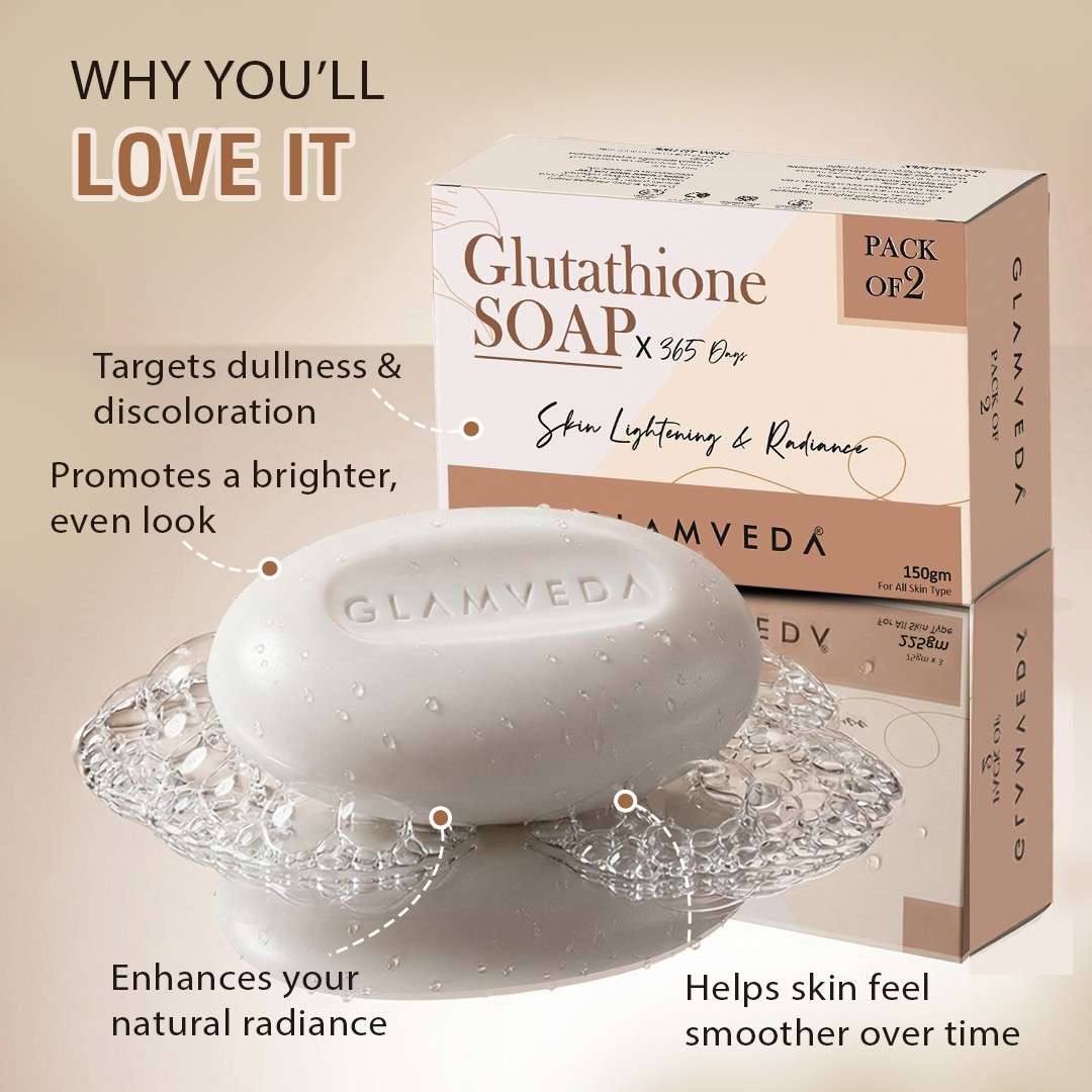 Glamveda Glutathione Skin Lightening & Whitening Soap with Kojic Acid Pack of 2