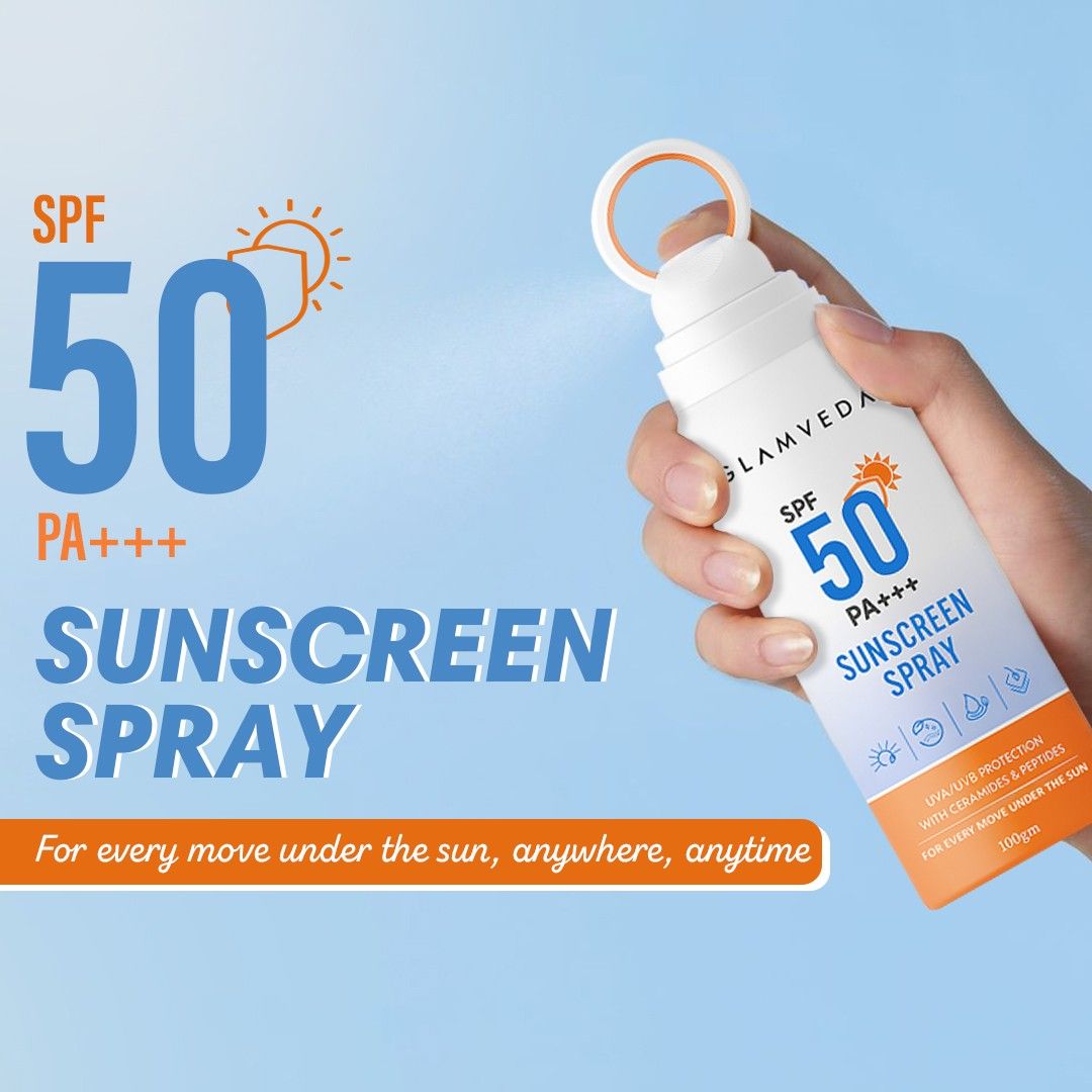 Glamveda Body Sunscreen Spray SPF 50 PA+++ | Water-Resistant, Non-Greasy & Quick-Absorbing | Broad Spectrum UV Protection for Outdoor Use – 100ml
