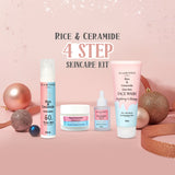 Glamveda Korean Glass Skin Rice & Ceramide Morning 4 Step Gift Box | Face Wash, Serum, Moisturizer & Sunscreen