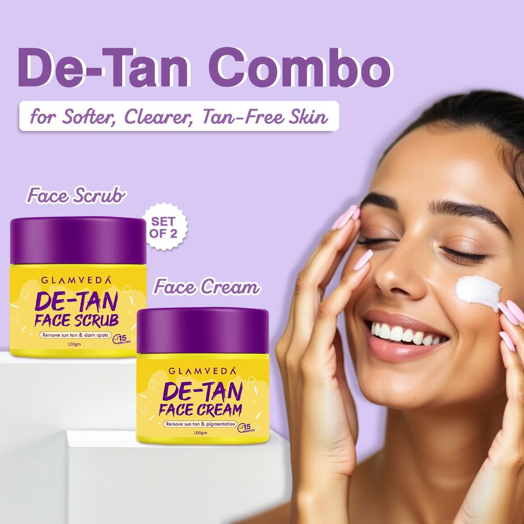 Glamveda De-Tan Combo Face Scrub & Face Cream Mask 200GM