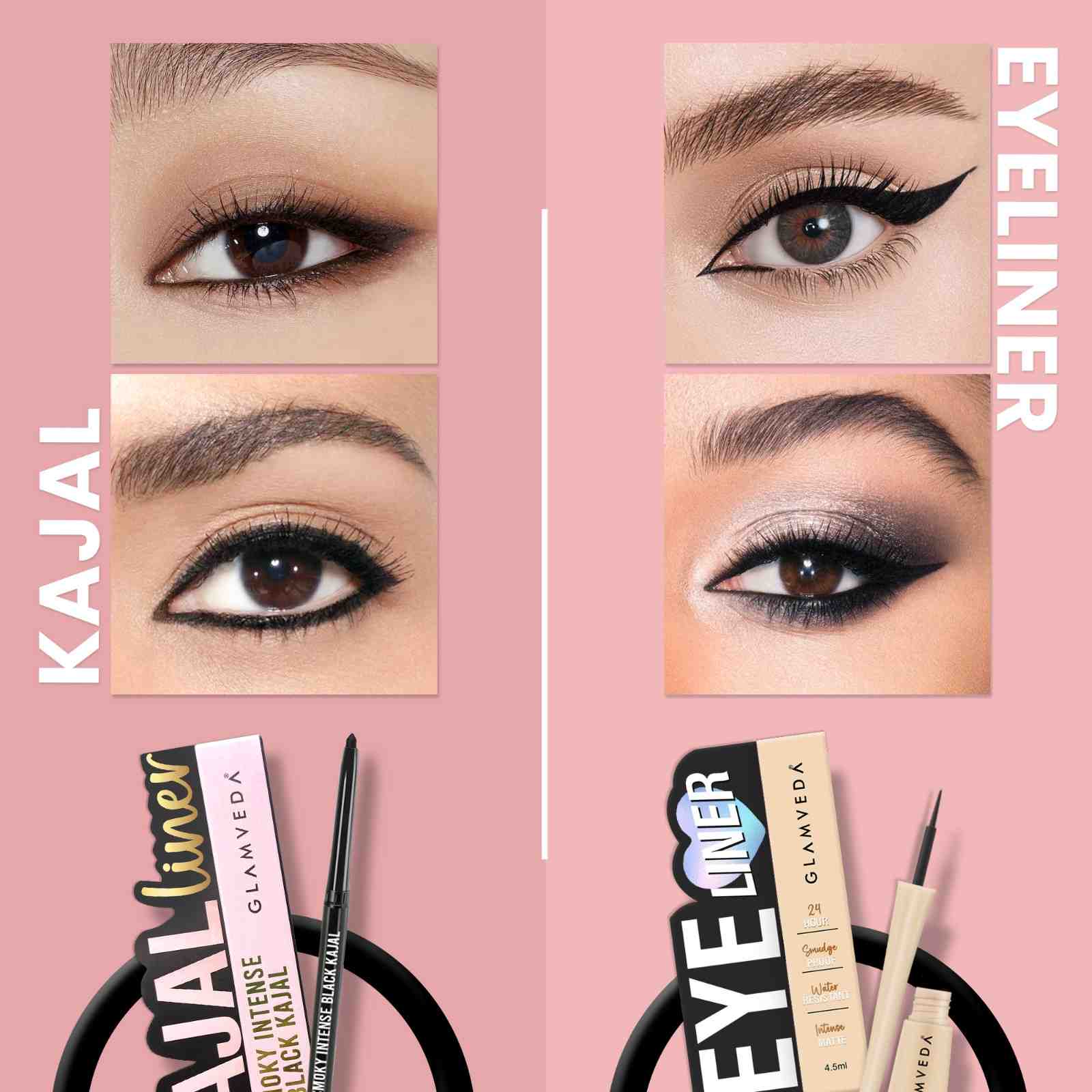 Smudge-Proof Black Kajal & Eyeliner Combo | Intense Pigment | Waterproof & Long-Lasting | Perfect for Everyday & Party Looks