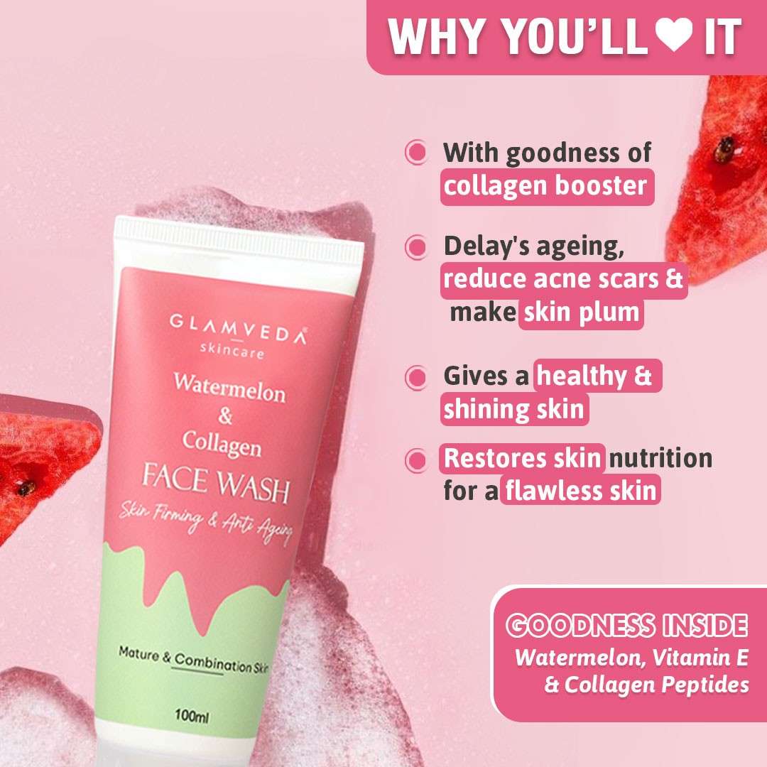Watermelon & Collagen Anti Ageing Combo Gift Pack | Reduces signs of ageing | Face Wash, Facial Kit & Peel Off Mask
