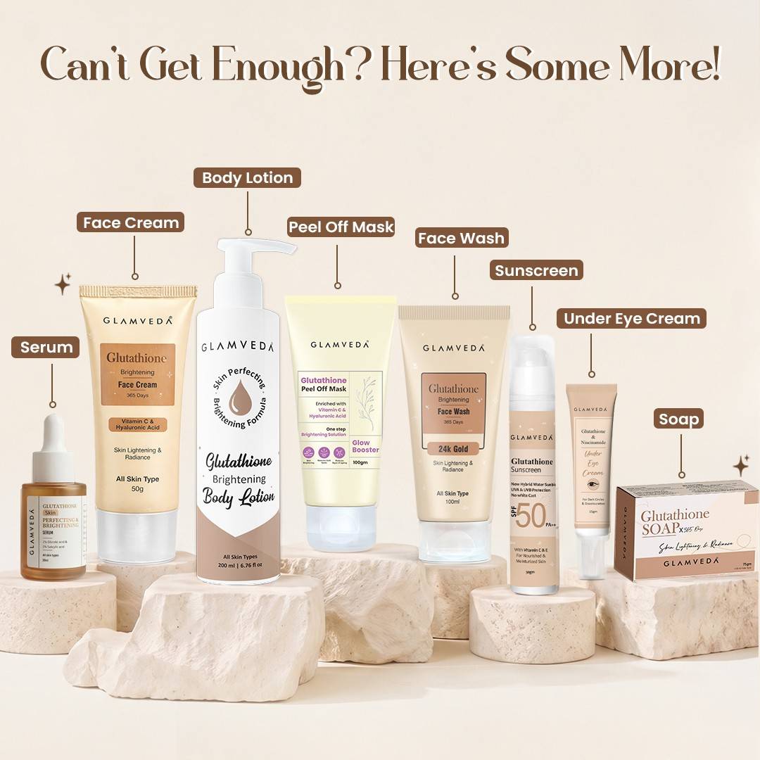 Glutathione Bath & Body Skincare Routine Combo |  Set of 4 Kit | For Skin Brightening and Lightening | ( Face Wash + Face Cream + Body Lotion + Soap )