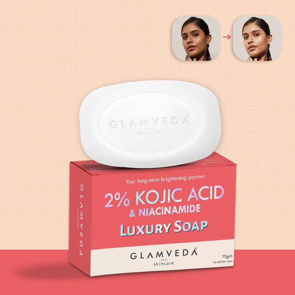 Glamveda 2% Kojic Acid Soap with Niacinamide For Pigmentation, Uneven Skin Tone