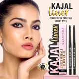 Glamveda Smoky Intense Black Kajal, 24Hr long stay, Waterproof & Smudgeproof | Pakc of 2