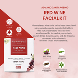 Glamveda Red Wine Advance Anti Ageing Combo Gift Pack | Reduces signs of ageing | Face Wash, Facial Kit & Peel Off Mask