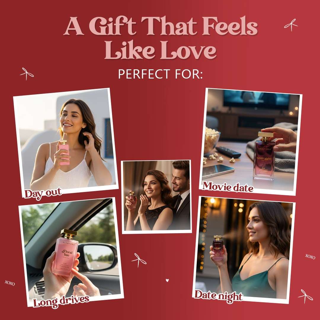 Glamveda Valentine Signature Perfume Combo for Her | Date Night & Floral Bae Pure Lux Perfumes