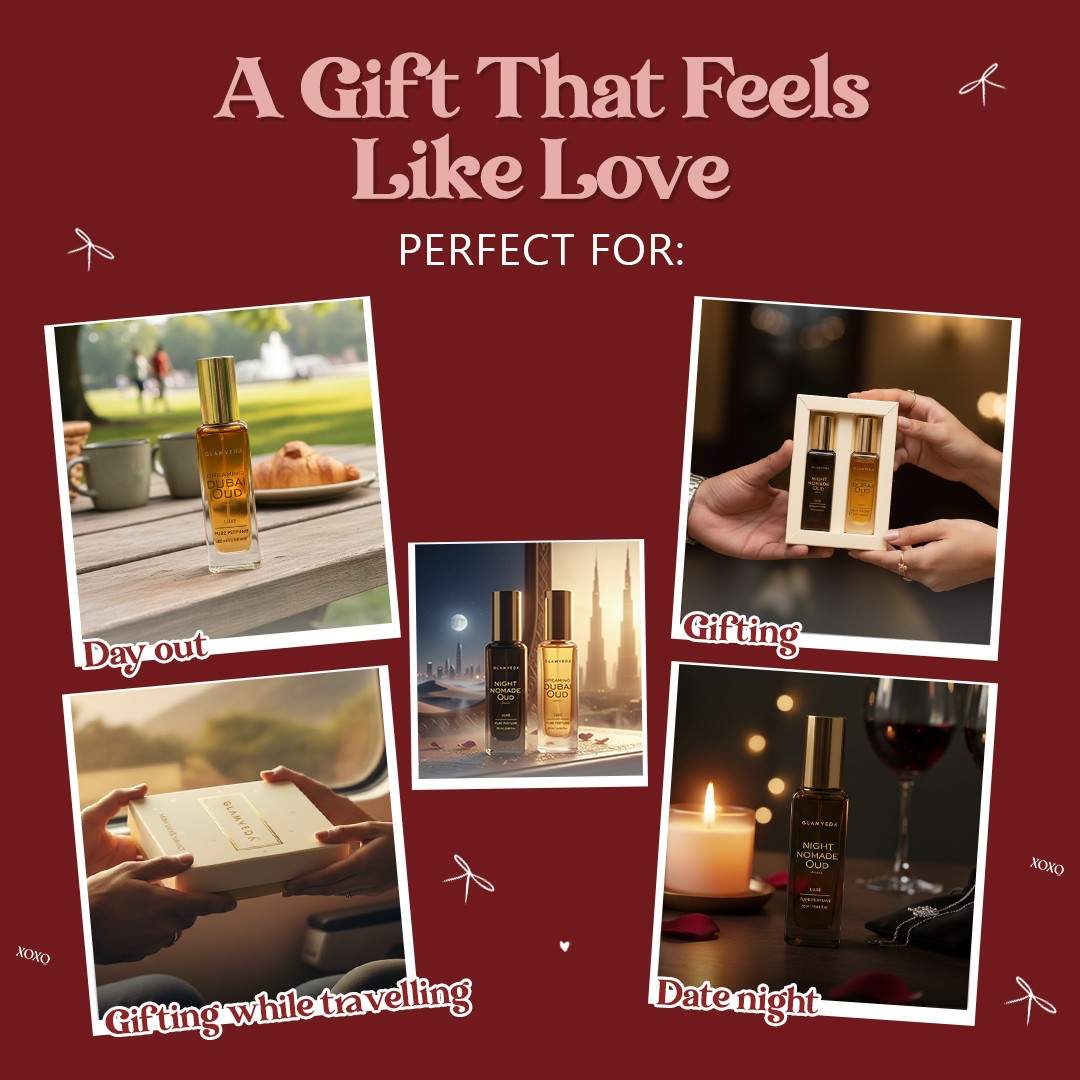 Glamveda Valentine Iconic Oud Perfume Duo | Night Nomade Oud & Dreaming Dubai Oud | Unisex Pure Perfume 40ml