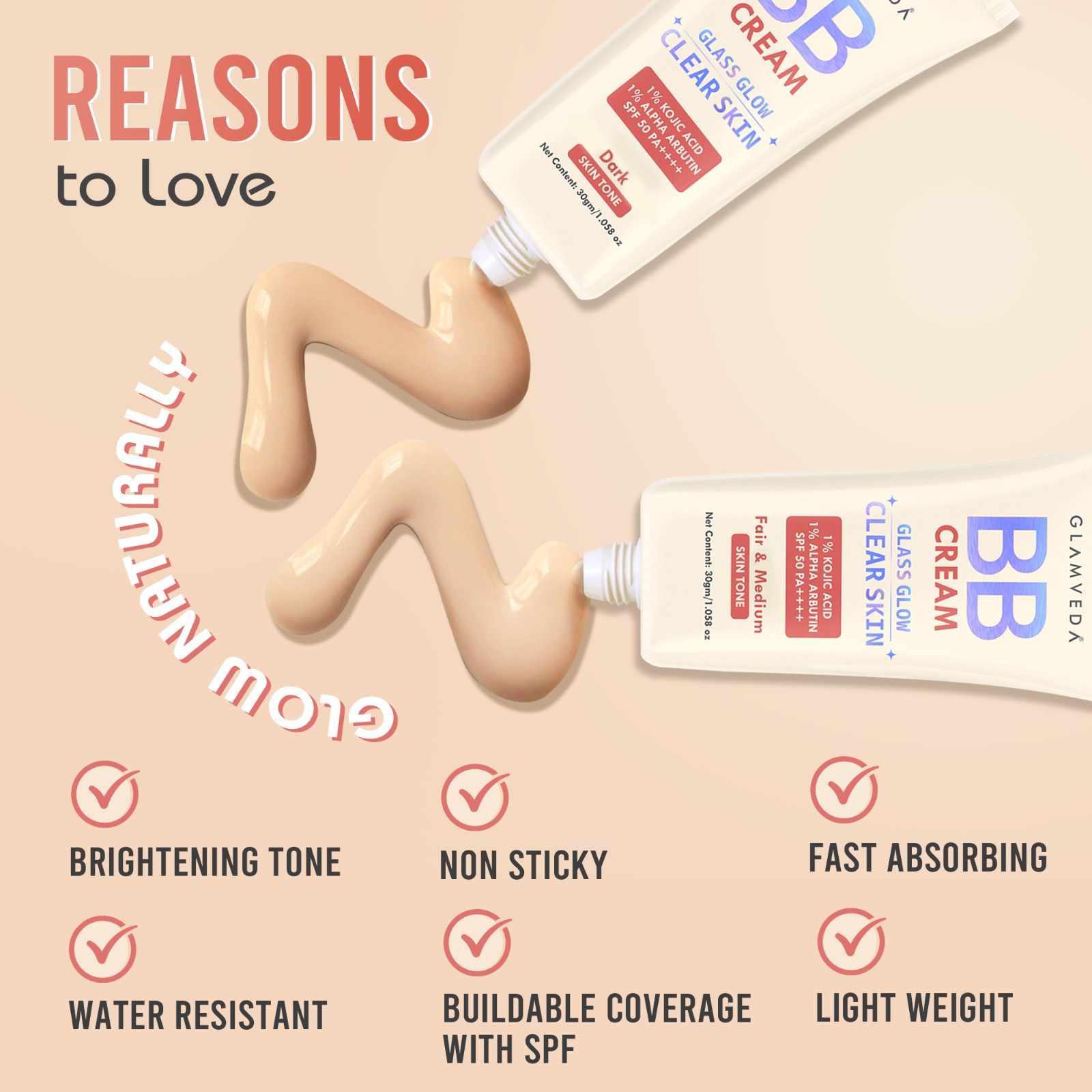 BB Cream Combo (Pack Of 2) – Fair & Warm Skin Tone Shades with SPF 50++++ | Lightweight, Water-Resistant, Long-Lasting Coverage