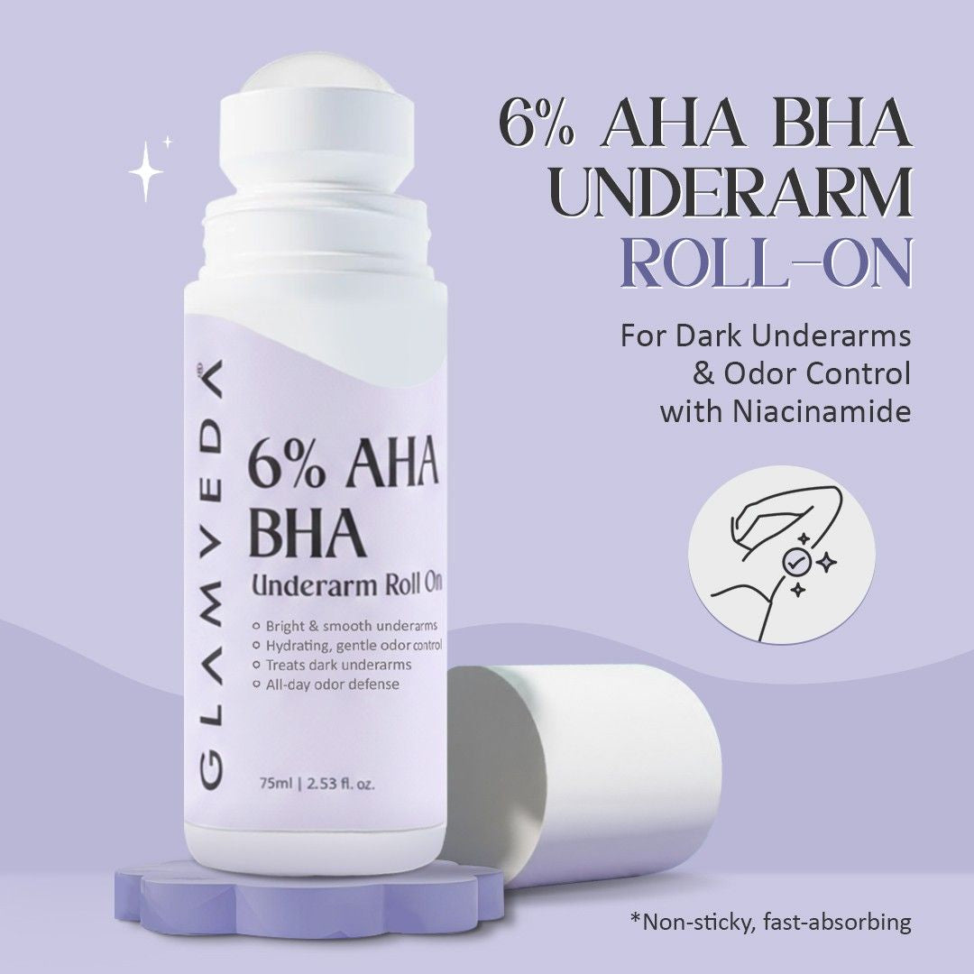 Glamveda 6% AHA BHA Underarm Roll-On 75ml