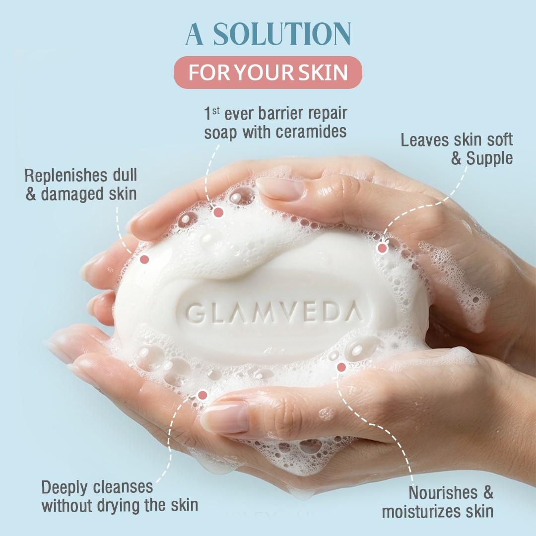 Rice & Ceramide Skin Brightening Soap with Hyaluronic acid | Deeply Nourishes & Moisturised | Pack of 3