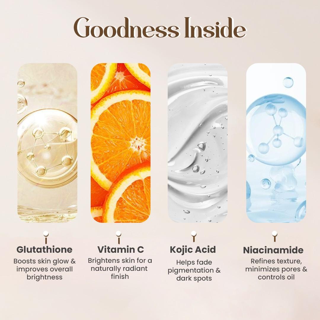 Glutathione Skin Brightening and Lightening Combo | 5-Step Skincare Set For Glowing Skin |  ( Face Wash + Face Cream + Sunscreen + Serum + Under Eye Cream )