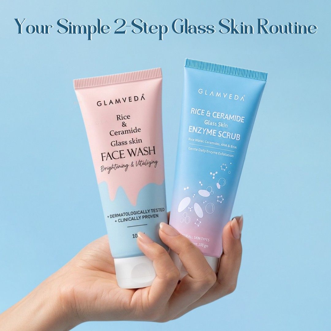 Rice & Ceramide Glass Skin Duo | Face Wash + Enzyme Scrub Combo | 200ml