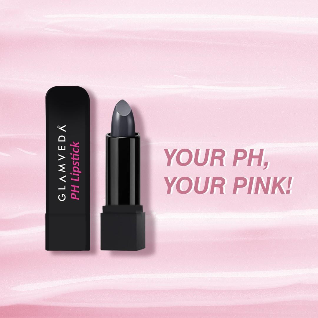Glamveda PH Lipstick – Black to Glossy Pink Magic with Long-Lasting Nourishment & SPF 10 (4Gm)