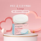 Glamveda Rice & Ceramide Skin Brightening Soap with Hyaluronic acid | Deeply Nourishes & Moisturised | 75gm