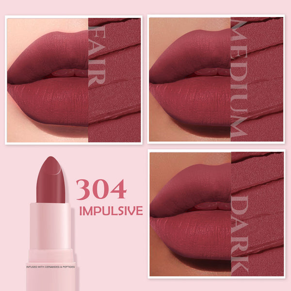 Glamveda Ultra Pigmented Creamy Matte Lipstick with Ceramides, Waterproof - Impulsive - 304