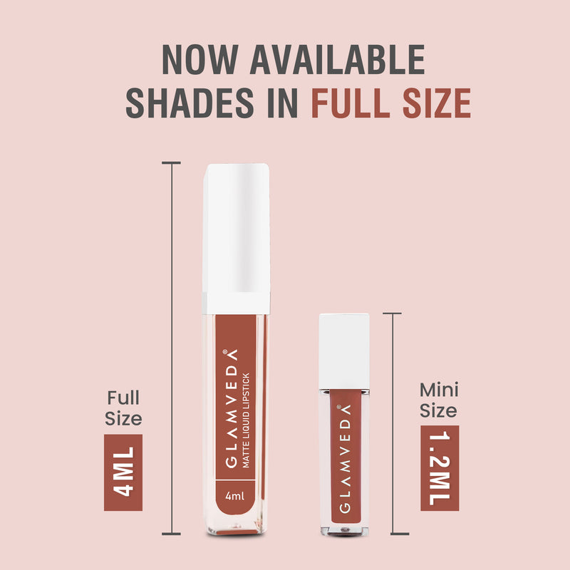 Glamveda Matte Liquid Lipstick, 12Hr Stay, Lightweight & Transferproof, (Cappuccino - 021) 4ml