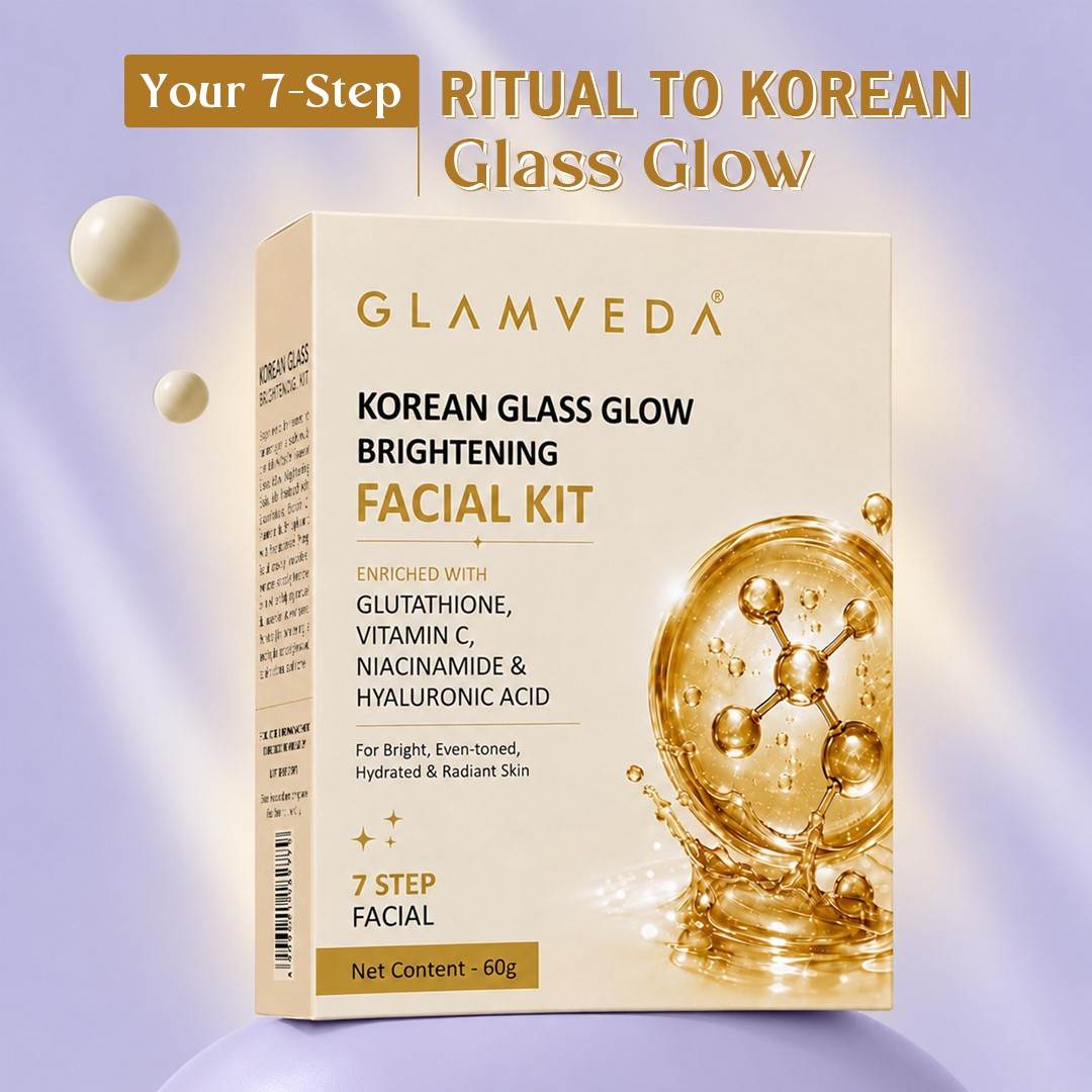 Korean Glass Glow Brightening 7-Step Facial Kit with Glutathione, Vitamin C, Niacinamide & Hyaluronic Acid | 60 g