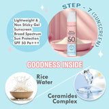 Glamveda Korean Glass Skin Rice & Ceramide 7 Step Gift Box | Face wash, Peel Off Mask, Toner, Serum, Under eye cream, Moisturizer & Sunscreen