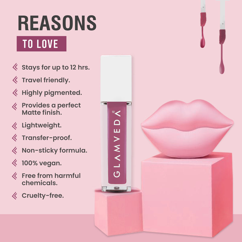 Glamveda X Rashami Desai Matte Mini Liquid Lipstick, Mauve shade (Cinderella - 028) 1.2ml