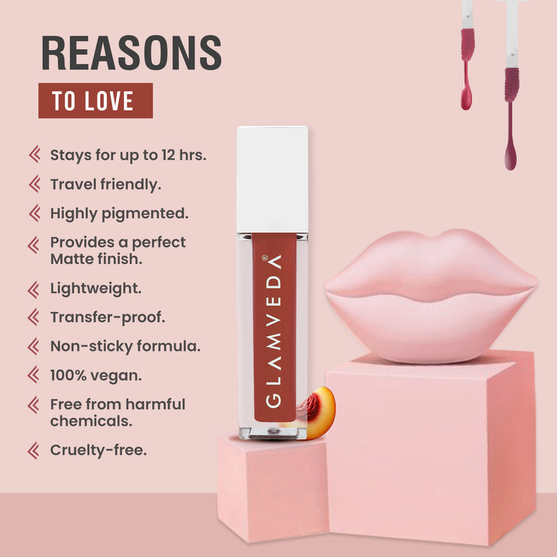 Glamveda X Rashami Desai Matte Mini Liquid Lipstick, Brown shade (Spicy Peach - 023) 1.2ml