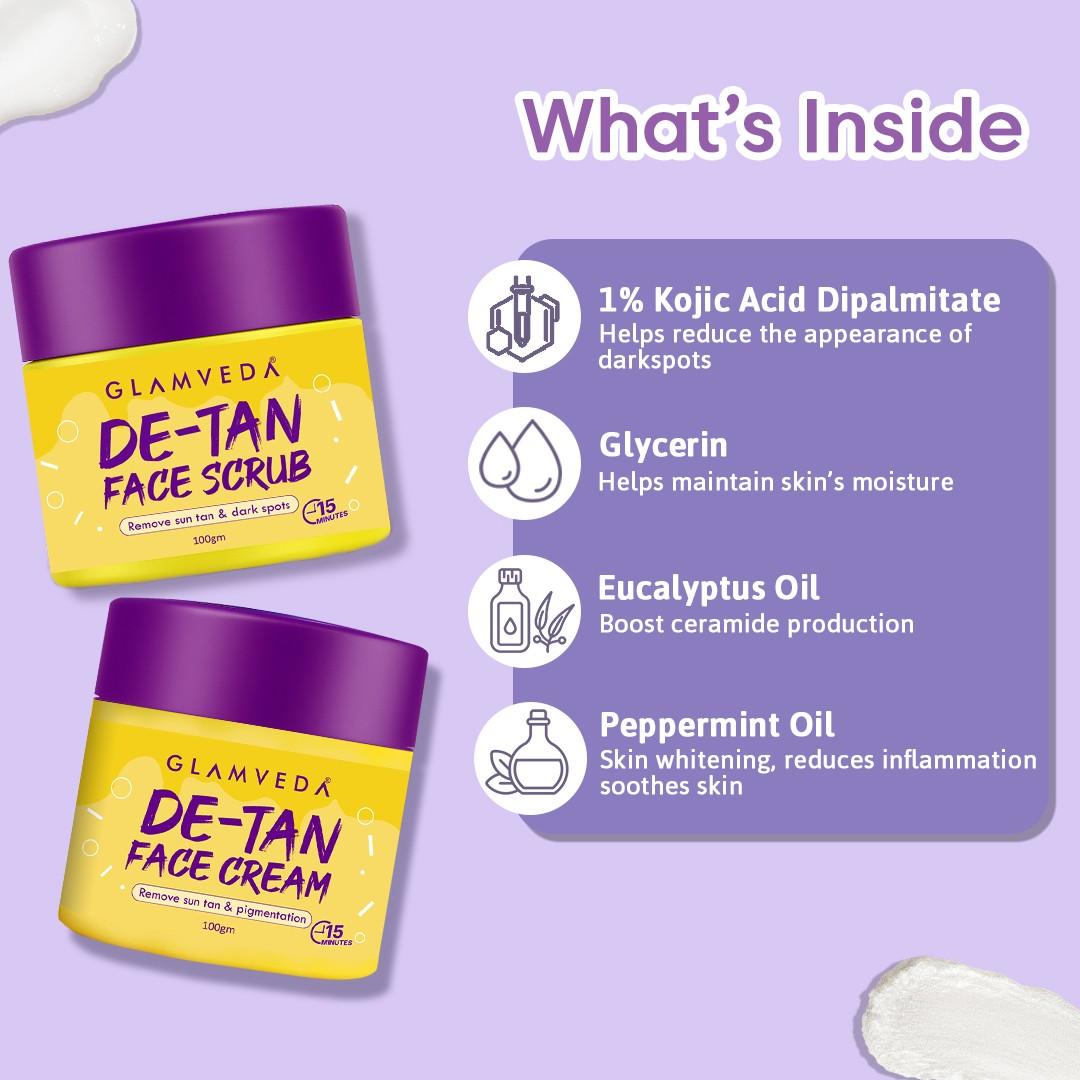 Glamveda De-Tan Combo Face Scrub & Face Cream Mask 200GM