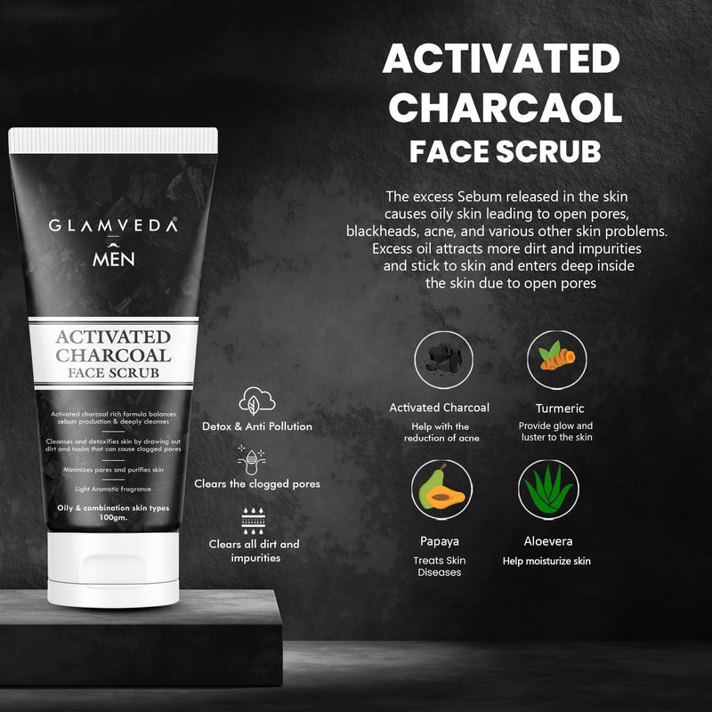Glamveda Men's 4-step Detox Activated Charcoal Combo with a Premium Gift Box