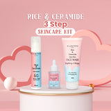 Glamveda Korean Glass Skin Rice & Ceramide 3 Step Combo | Face Wash, Serum & Sunscreen