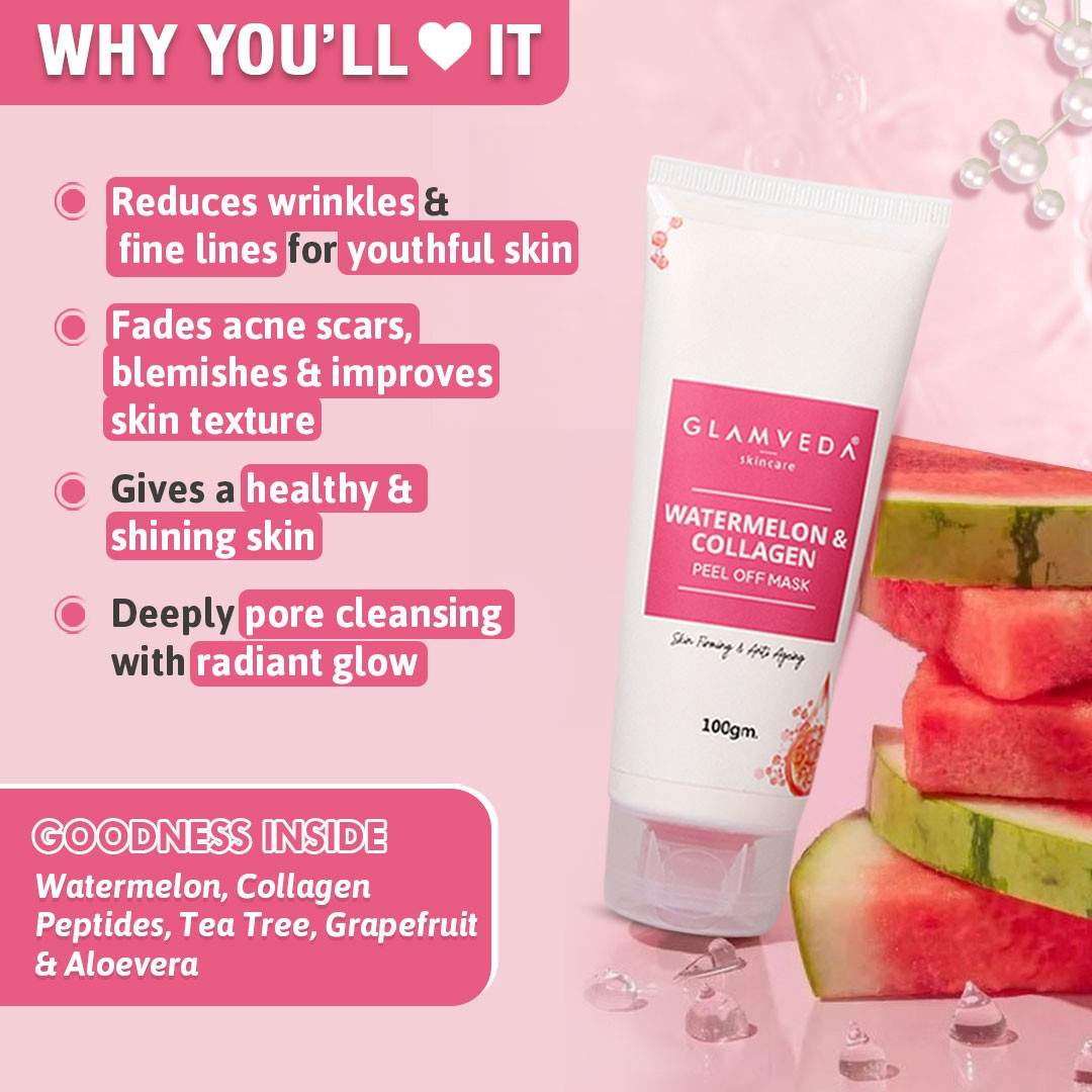 Watermelon & Collagen Anti Ageing Combo Gift Pack | Reduces signs of ageing | Face Wash, Facial Kit & Peel Off Mask
