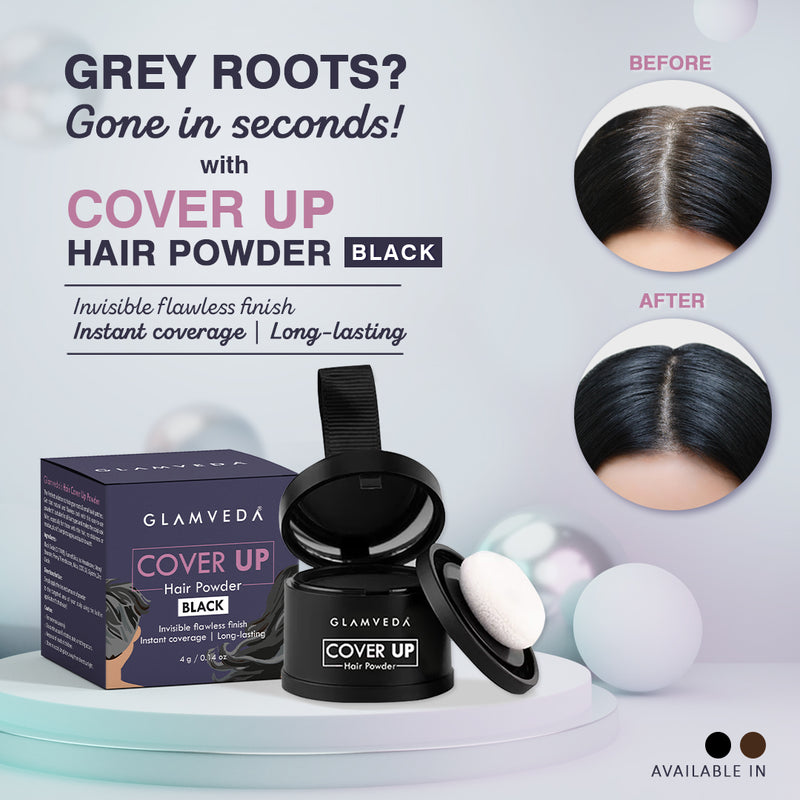 Glamveda Hair Cover-Up Powder Black | Waterproof, Smudge-Proof Instant Root Touch-Up | Long-Lasting & Easy-to-Apply Formula for Men & Women | Travel-Friendly (4g)
