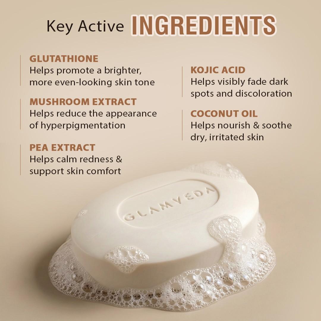 Glamveda Glutathione Skin Lightening & Whitening Soap with Kojic Acid Pack of 2