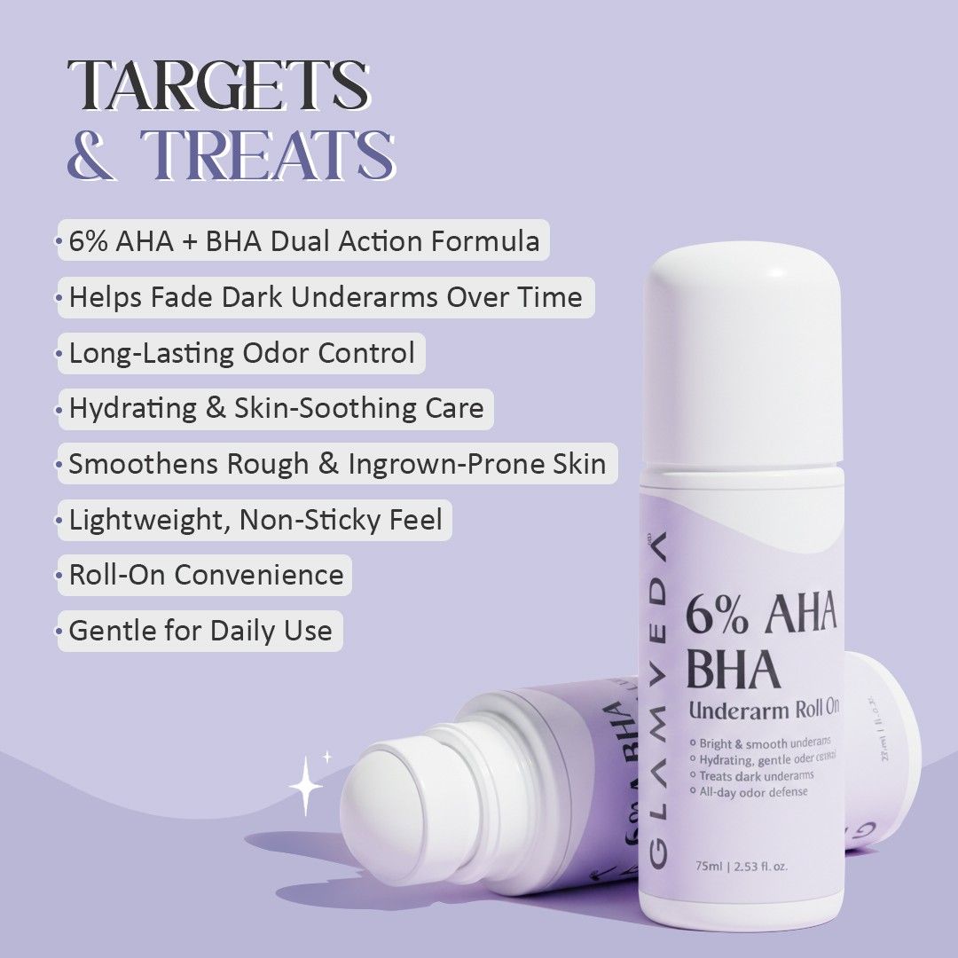 Glamveda 6% AHA BHA Underarm Roll-On 75ml