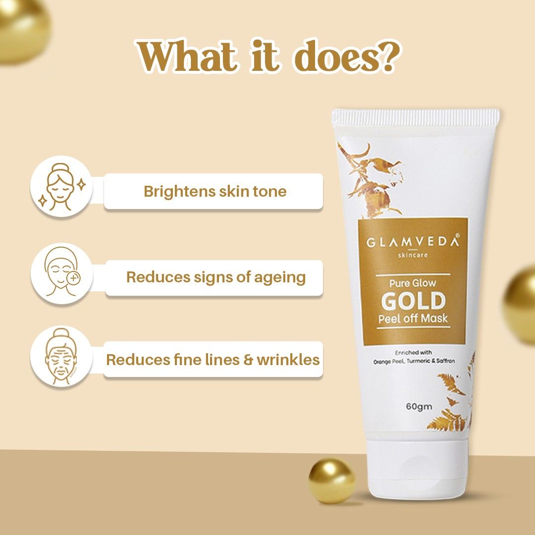 Glamveda Pure Glow Gold Peel Off Mask Enriched With Orange Peel | 60gm