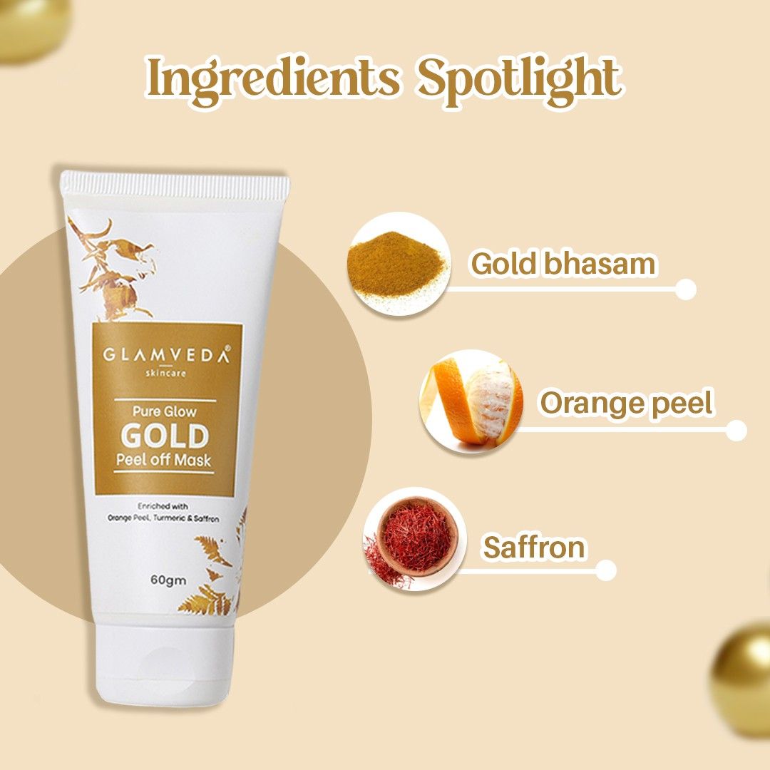 Glamveda Pure Glow Gold Peel Off Mask Enriched With Orange Peel | 60gm