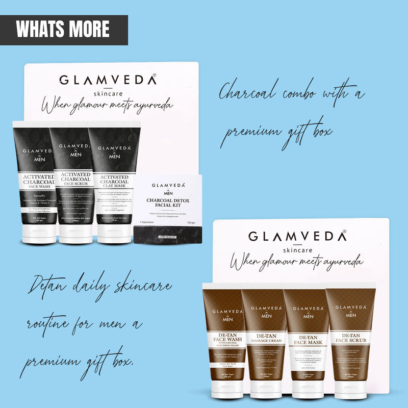 Glamveda Men's 4-Step Oil Control Combo With a Premium Gift Box | Face wash, Face mask, Face scrub & Facial kit