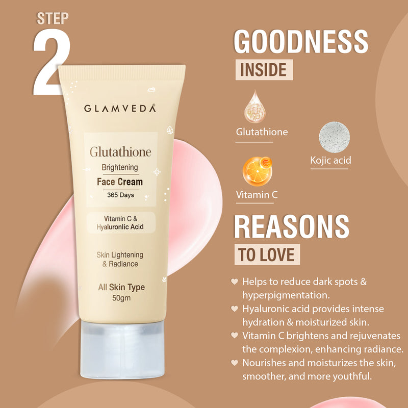 Glamveda Glutathione Brightening & Dark Spots Removal 3 Steps Skincare Routine
