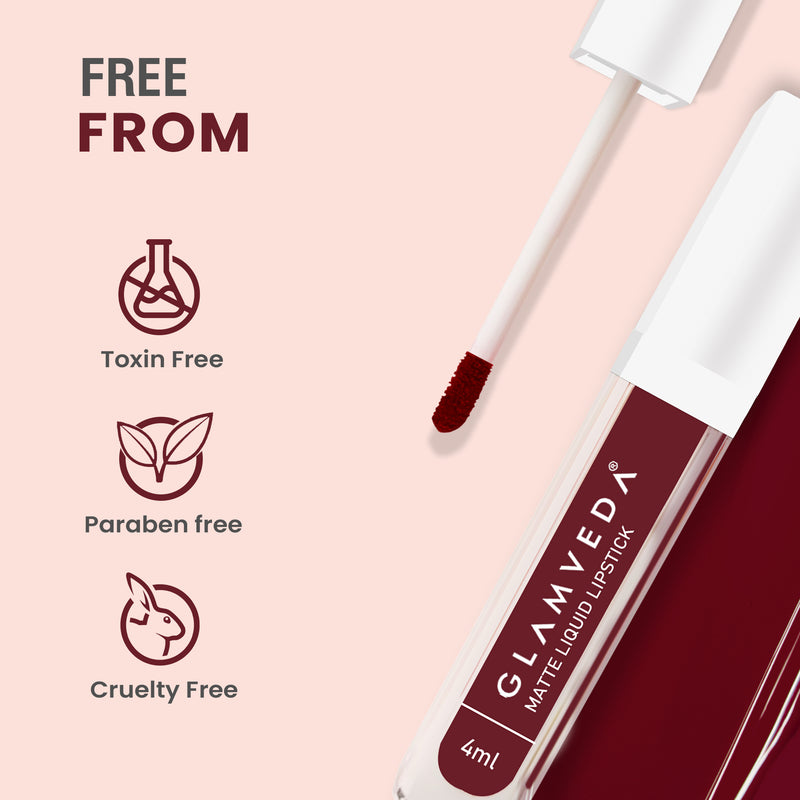 Glamveda Matte Liquid Lipstick, 12Hr Stay, Lightweight & Transferproof, (Boss Up - 020) 4ml