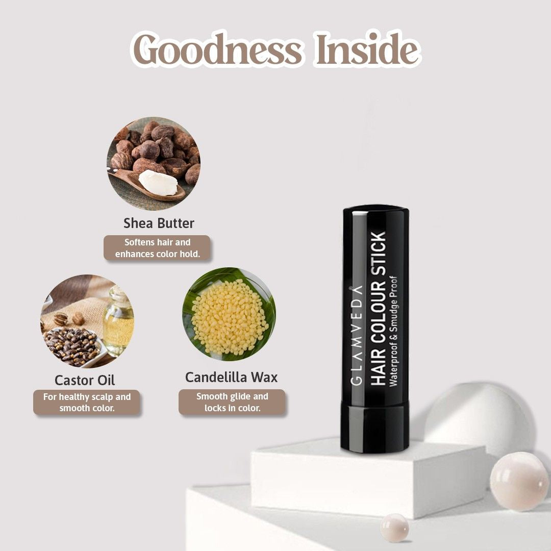 Glamveda Hair Cover-Up Stick | Instant Hairline & Root Filler – Black 4gm