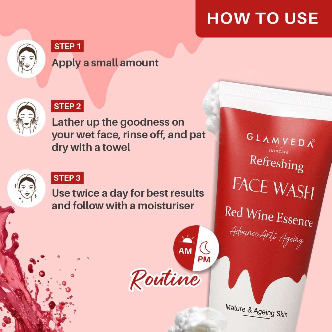 Glamveda Red Wine Advance Anti Ageing Face Wash