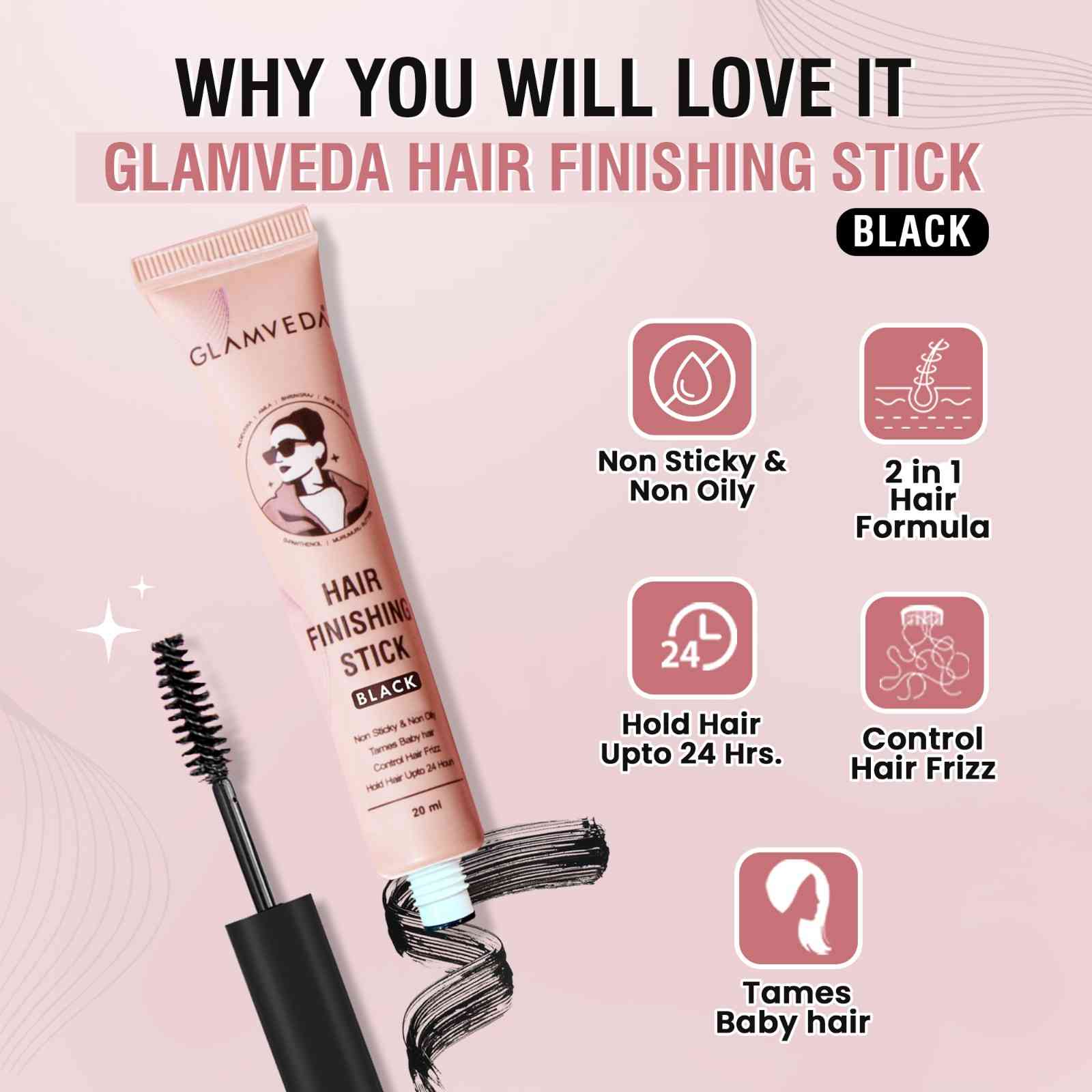 Glamveda Hair Finishing Stick Black 20ml