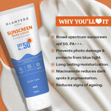 Glamveda Sunscreen SPF 50 PA+++ Body Lotion with Hyaluronic Acid & Niacinamide, Protects & Nourishes